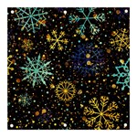 Gold Teal Snowflakes Gold Abstract Christmas Banner and Sign 3  x 3 