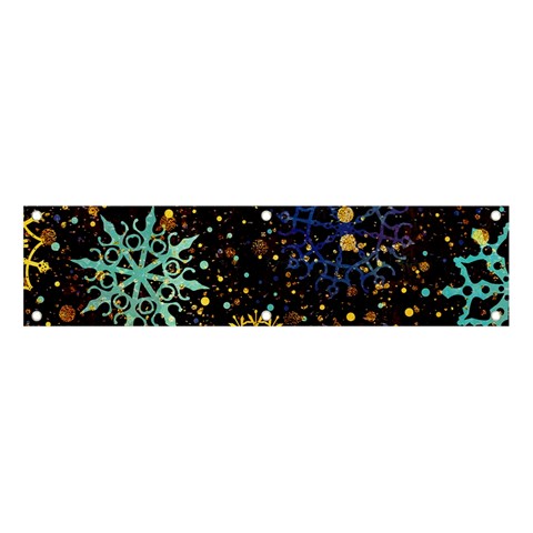 Gold Teal Snowflakes Gold Abstract Christmas Banner and Sign 4  x 1  from ArtsNow.com Front