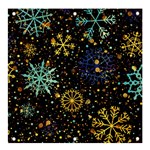 Gold Teal Snowflakes Gold Abstract Christmas Banner and Sign 4  x 4 