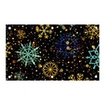 Gold Teal Snowflakes Gold Abstract Christmas Banner and Sign 5  x 3 