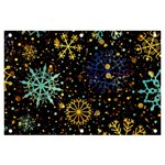 Gold Teal Snowflakes Gold Abstract Christmas Banner and Sign 6  x 4 