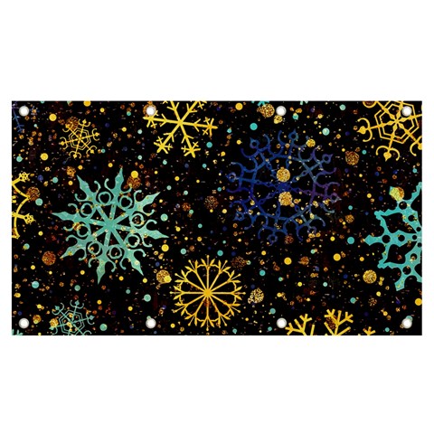 Gold Teal Snowflakes Gold Abstract Christmas Banner and Sign 7  x 4  from ArtsNow.com Front