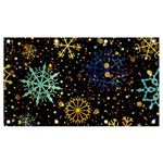 Gold Teal Snowflakes Gold Abstract Christmas Banner and Sign 7  x 4 