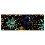 Gold Teal Snowflakes Gold Abstract Christmas Banner and Sign 8  x 3 