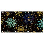 Gold Teal Snowflakes Gold Abstract Christmas Banner and Sign 8  x 4 