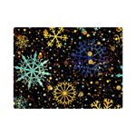 Gold Teal Snowflakes Gold Abstract Christmas Premium Plush Fleece Blanket (Mini)