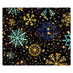 Gold Teal Snowflakes Gold Abstract Christmas Premium Plush Fleece Blanket (Small)