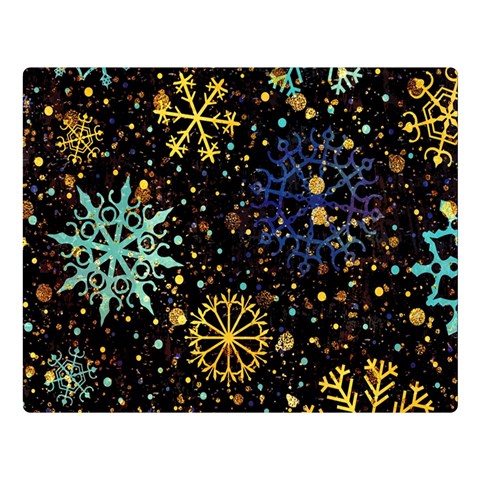 Gold Teal Snowflakes Gold Abstract Christmas Premium Plush Fleece Blanket (Large) from ArtsNow.com 80 x60  Blanket Front