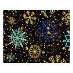 Gold Teal Snowflakes Gold Abstract Christmas Premium Plush Fleece Blanket (Large)