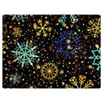 Gold Teal Snowflakes Gold Abstract Christmas Two Sides Premium Plush Fleece Blanket (Baby Size)