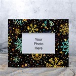 Gold Teal Snowflakes Gold Abstract Christmas White Tabletop Photo Frame 4 x6 