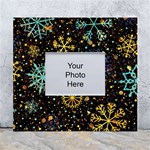 Gold Teal Snowflakes Gold Abstract Christmas White Wall Photo Frame 5  x 7 