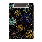 Gold Teal Snowflakes Gold Abstract Christmas A5 Acrylic Clipboard