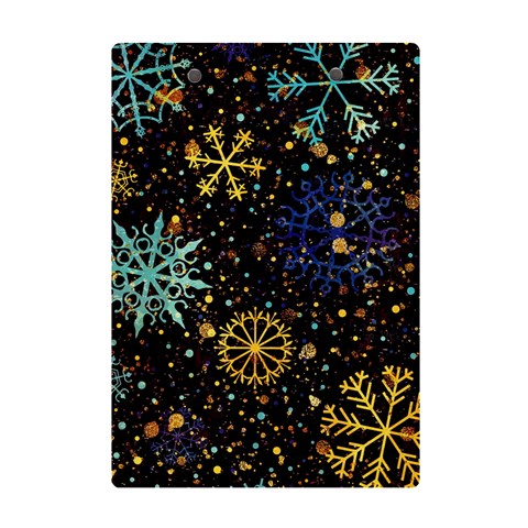 Gold Teal Snowflakes Gold Abstract Christmas A5 Acrylic Clipboard from ArtsNow.com Back