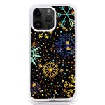 Gold Teal Snowflakes Gold Abstract Christmas iPhone 14 Pro Max TPU UV Print Case