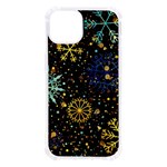 Gold Teal Snowflakes Gold Abstract Christmas iPhone 13 TPU UV Print Case