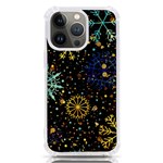 Gold Teal Snowflakes Gold Abstract Christmas iPhone 13 Pro TPU UV Print Case