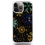 Gold Teal Snowflakes Gold Abstract Christmas iPhone 13 Pro Max TPU UV Print Case