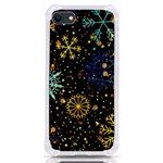 Gold Teal Snowflakes Gold Abstract Christmas iPhone SE