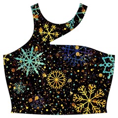 Gold Teal Snowflakes Gold Abstract Christmas Cut Out Top from ArtsNow.com Front