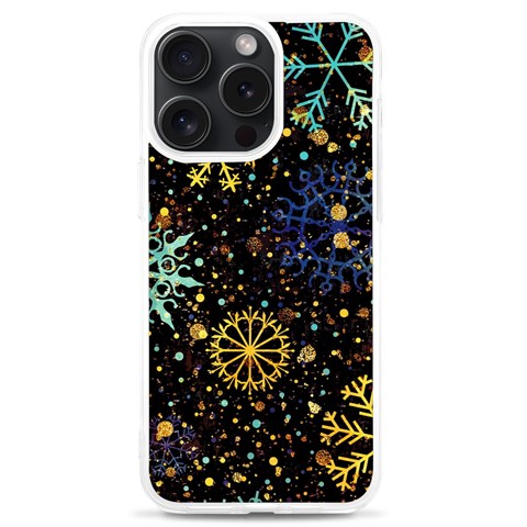 Gold Teal Snowflakes Gold Abstract Christmas iPhone 15 Pro Max TPU UV Print Case from ArtsNow.com Front