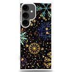 Gold Teal Snowflakes Gold Abstract Christmas Samsung Galaxy S24 Plus 6.7 Inch TPU UV Case