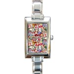 Pattern Kitten Christmas Rectangle Italian Charm Watch