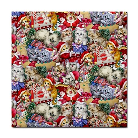 Pattern Kitten Christmas Tile Coaster from ArtsNow.com Front