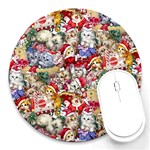 Pattern Kitten Christmas Round Mousepad