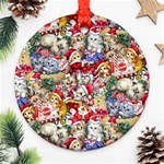 Pattern Kitten Christmas Ornament (Round)