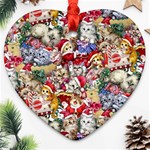 Pattern Kitten Christmas Ornament (Heart)