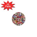 Pattern Kitten Christmas 1  Mini Buttons (10 pack) 