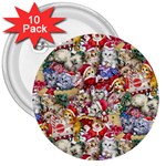 Pattern Kitten Christmas 3  Buttons (10 pack) 