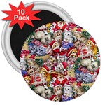 Pattern Kitten Christmas 3  Magnets (10 pack) 