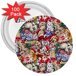 Pattern Kitten Christmas 3  Buttons (100 pack) 