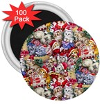 Pattern Kitten Christmas 3  Magnets (100 pack)