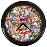 Pattern Kitten Christmas Wall Clock (Black)