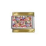 Pattern Kitten Christmas Gold Trim Italian Charm (9mm)