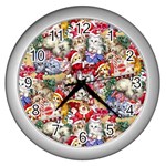 Pattern Kitten Christmas Wall Clock (Silver)