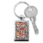 Pattern Kitten Christmas Key Chain (Rectangle)