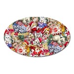 Pattern Kitten Christmas Oval Magnet