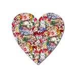 Pattern Kitten Christmas Heart Magnet