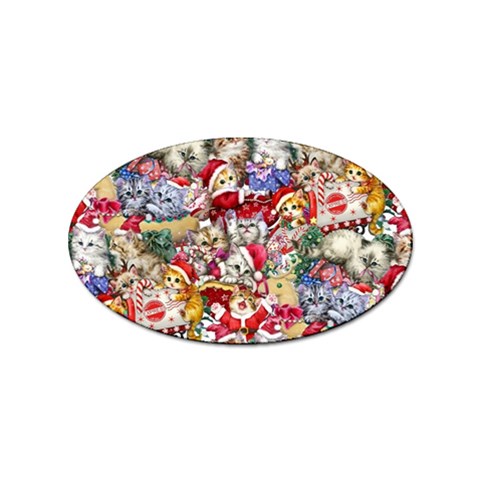 Pattern Kitten Christmas Sticker Oval (100 pack) from ArtsNow.com Front