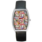 Pattern Kitten Christmas Barrel Style Metal Watch