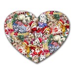 Pattern Kitten Christmas Heart Mousepad