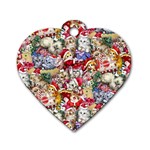 Pattern Kitten Christmas Dog Tag Heart (One Side)