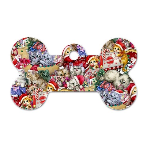 Pattern Kitten Christmas Dog Tag Bone (One Side) from ArtsNow.com Front