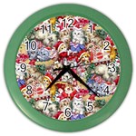 Pattern Kitten Christmas Color Wall Clock