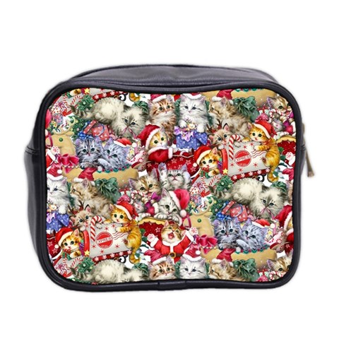 Pattern Kitten Christmas Mini Toiletries Bag (Two Sides) from ArtsNow.com Back