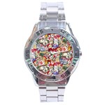 Pattern Kitten Christmas Stainless Steel Analogue Watch